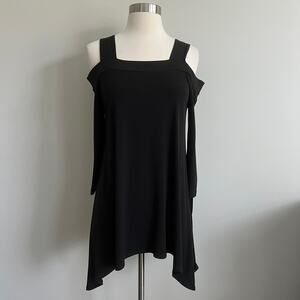 Clara Sun Woo Cold Shoulder Asymmetrical Hem Tunic Black XS NWT